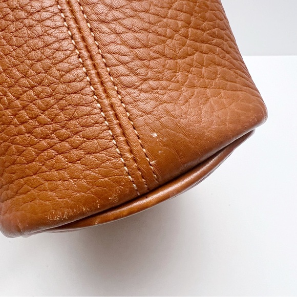 Vintage Dooney & Bourke Mini Bucket Drawstring Shoulder Bag Cognac Leather - Picture 14 of 16